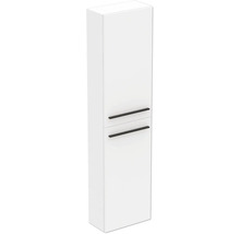 Armoire de salle de bain blanche avec deux portes et poignées