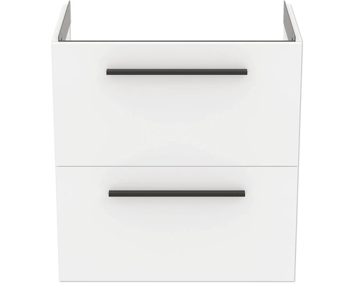 Meuble sous-lavabo blanc avec deux tiroirs et poignées