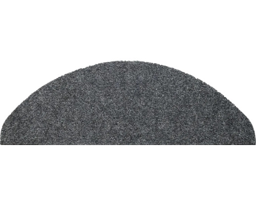 Kit de tapis d'escalier Paris demi-rond gris 22,5x65x3,5 cm 15 pces Tapis d''escalier demi-lune