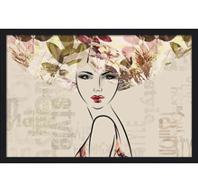 Reproduction d''art encadrée avec motif féminin et éléments floraux