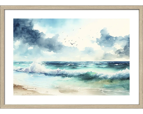 Gerahmtes Bild Aquarell Seaside I 73x53 cm