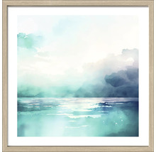 Gerahmtes Aquarellgemälde einer Küstenlandschaft
