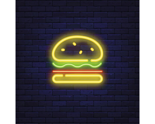 Panneau décoratif Neon Hamburger 30x30 cm