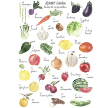 Illustration de fruits et légumes du jardin alphabétique