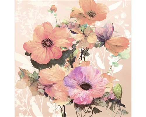 Tableau en verre Watercolor Flowers VI 20x20 cm