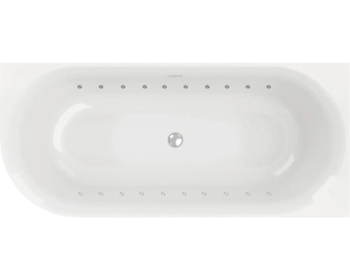 Badewanne OTTOFOND Afinar Corner 80 x 180 cm weiß schwarz glänzend glatt 71351 Oval geformte Badewanne mit Düsen von oben