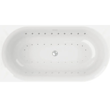 Oval geformte Badewanne mit Whirlpoolfunktion, Aufsicht