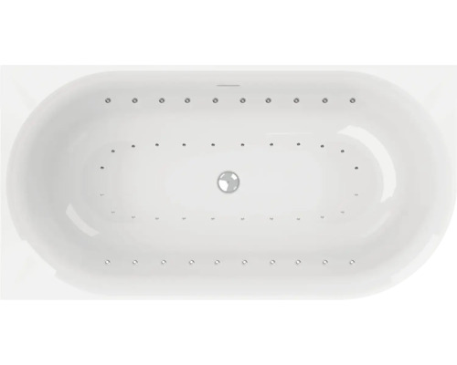 Baignoire balnéo OTTOFOND Afinar Corner XS 80 x 155 cm blanc brillant lisse 73320 Vue de dessus d''une baignoire ovale avec fonction bain à remous