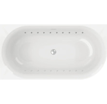 Oval geformte Badewanne mit Düsen und Abfluss