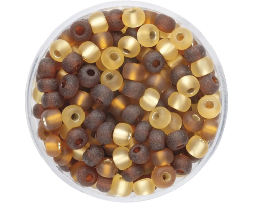 Mélange de rocailles mat beige brun 4,5 mm 17 g Perles en verre en pot, marron et jaune
