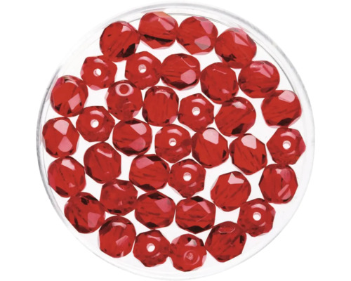 Perles de verre rubis 6 mm 50 pièces