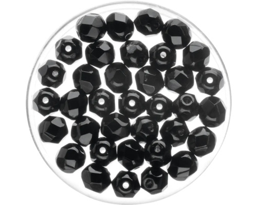 Perles de verre noir 6 mm 50 pièces