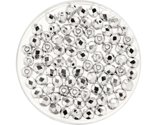 Perles de verre argent 6 mm 50 pièces