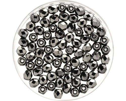 Perles de verre hématite 6 mm 50 pièces