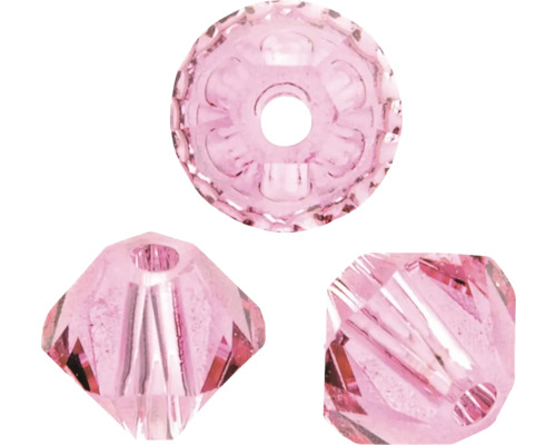 Perle pointue en verre rose 6 mm 12 pièces