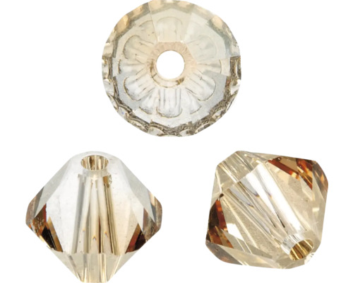 Perles pointues en verre dépoli golden shadow 6 mm 12 pièces