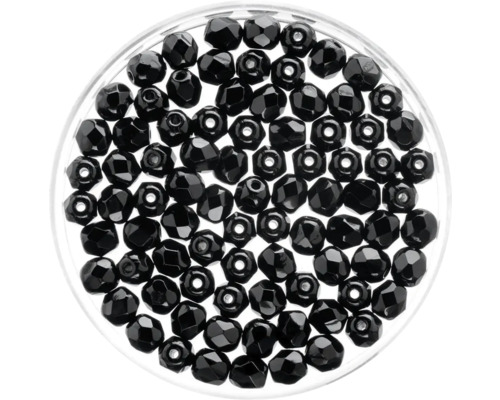 Perles de verre noir 4 mm 100 pièces