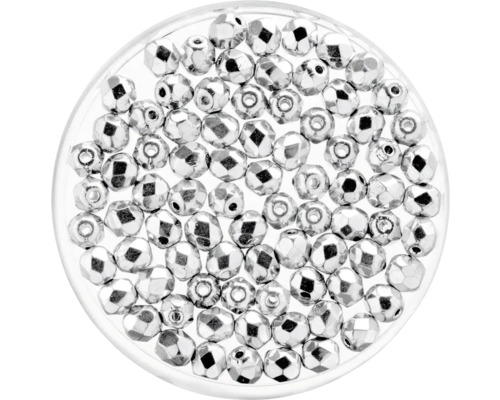 Perles de verre argent 4 mm 100 pièces