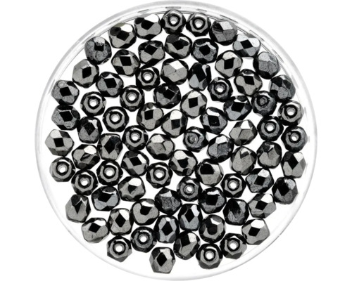 Perles de verre hématite 4 mm 100 pièces