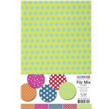 Glorex Filz Mix Punkte, Filzplatten mit Punktmuster, 20x30 cm, 5 Stück