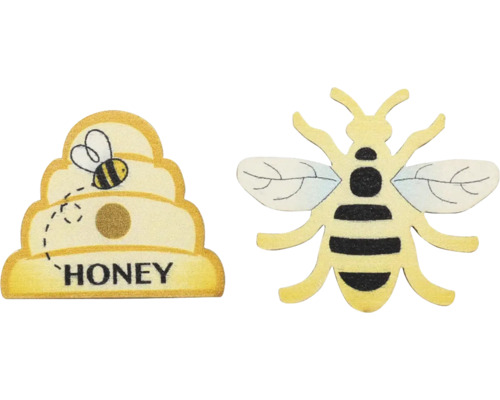 Éléments de décoration abeilles et panier bois assortiment 8 pièces