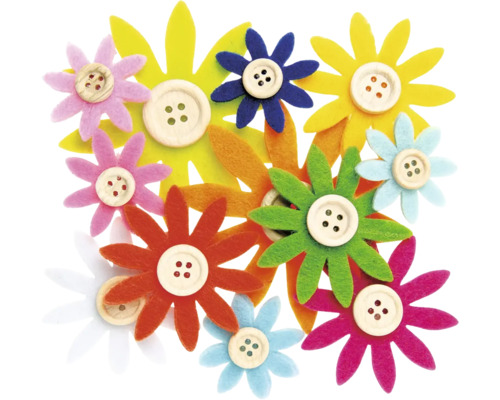 Fleurs en feutre assortiment multicolore 3,5-7 cm 12 pièces