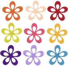 Neuf fleurs en feutre