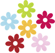 Filzblumen in verschiedenen Farben zur Dekoration