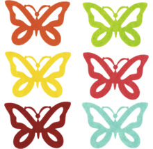 Papillons décoratifs en feutre, set de six pièces