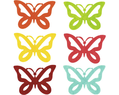 Papillons en feutre multicolore 6 cm 6 pièces