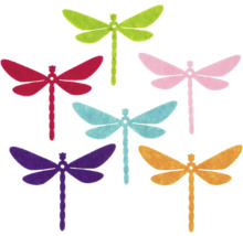 Libellule en feutre mélange multicolore 6 cm 6 pièces