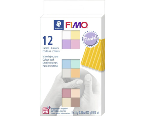 Pâte à modeler FIMO Soft Colour Pack Pastel 12x 25 g Pack de mélange de couleurs FIMO avec douze couleurs pour modeler et cuire au four
