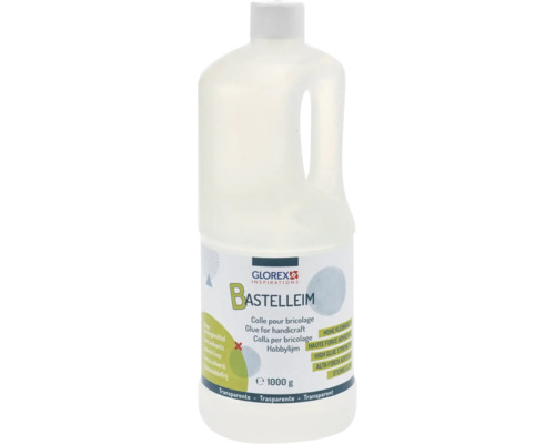 Colle de bricolage universelle transparent 1000 g Colle de bricolage Glorex, bouteille de 1000 grammes