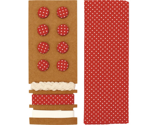 Textil-Set Bänder rot gepunktet 48x48 cm