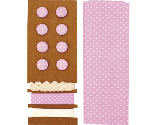 Textil-Set Bänder rosa gepunktet 48x48 cm