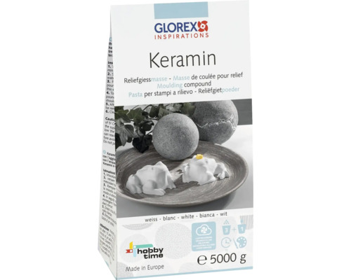 Masse de coulée en relief Keramin extra dur blanc 5 kg Glorex Keramin Pâte à mouler pour relief, paquet de 5000 grammes