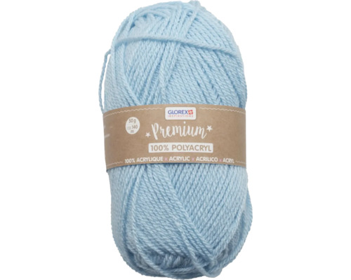 Laine Premium polyacrylique bleu clair 140 m 50 g Pelote de fil bleu clair en polyacrylique, 50 grammes