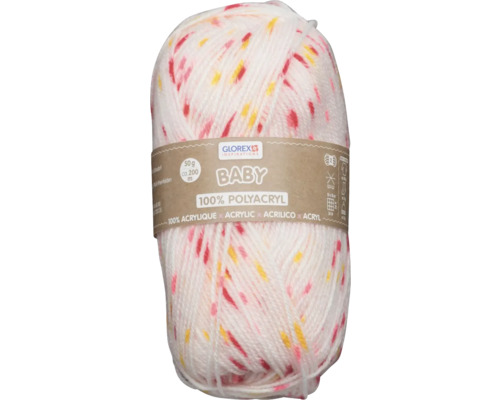 Laine Baby acrylique rose-rouge à pois 200 m 50 g Pelote de laine Glorex Baby en polyacrylique