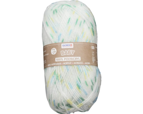 Laine Baby acrylique blanc-vert à pois 200 m 50 g Pelote de fil bébé en polyacrylique