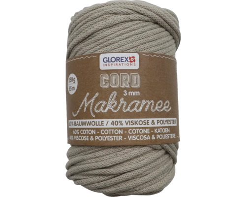 Makramee-Wolle gewebt taupe 3 mm 250 g