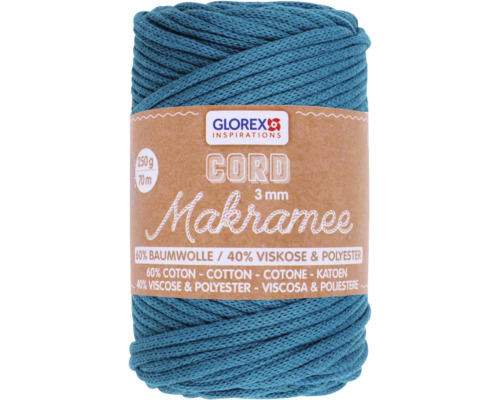 Makramee-Wolle gewebt türkis 3 mm 250 g