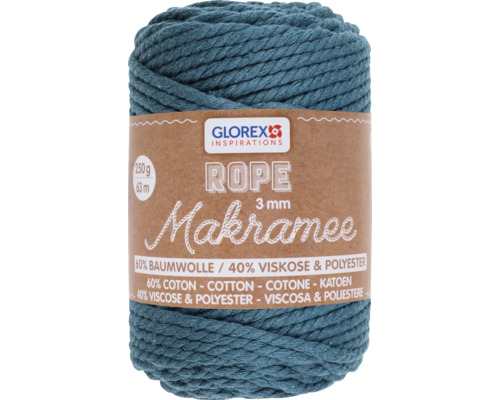 Laine pour macramé tressée turquoise 3 mm 250 g