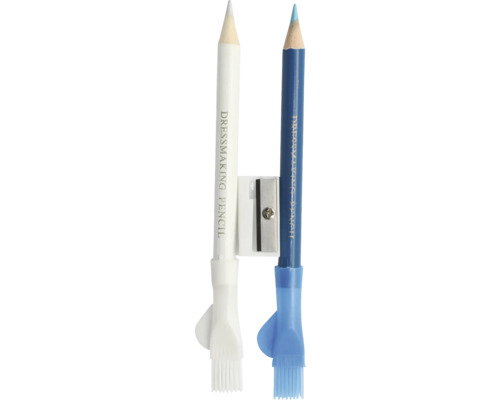 Craie de tailleur bleu/blanc avec taille-crayon et brosse