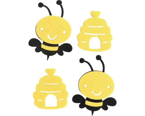 Filz Biene und Honigtopf 4-5,5 cm 4 Stück