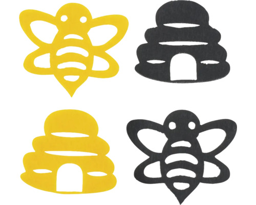 Filz Biene und Honigtopf 4-4,5 cm 4 Stück