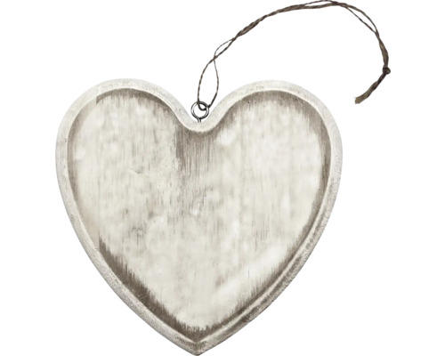 Cœur en bois blanc 15x14x1,5 cm