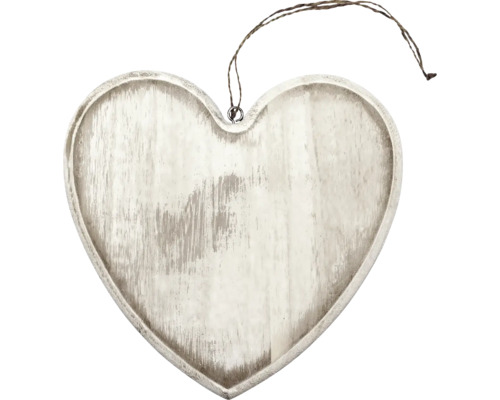 Cœur en bois blanc 20x19x1,5 cm