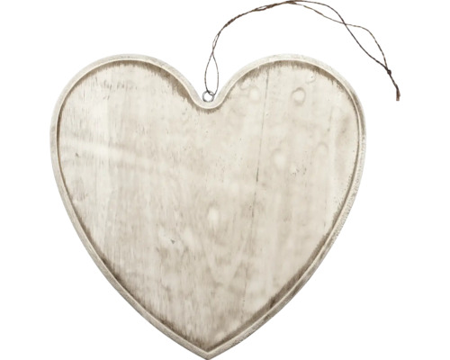 Cœur en bois blanc 25x23,5x1,5 cm