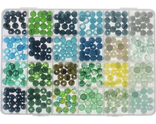 Set de bijoux perles en verre turquoise-vert