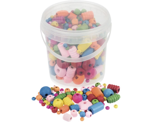 Mélange de perles en bois mélange de formes multicolores 250 g